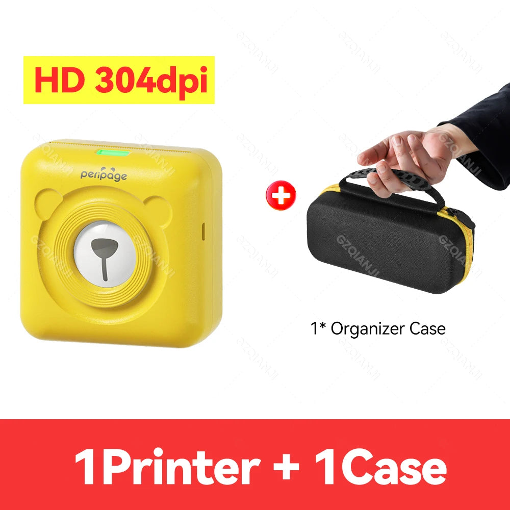 PeriPage A6 Portable Bluetooth Thermal Printer + Carry Bag Portable Thermal Printer PRIMED YE Add 1Case