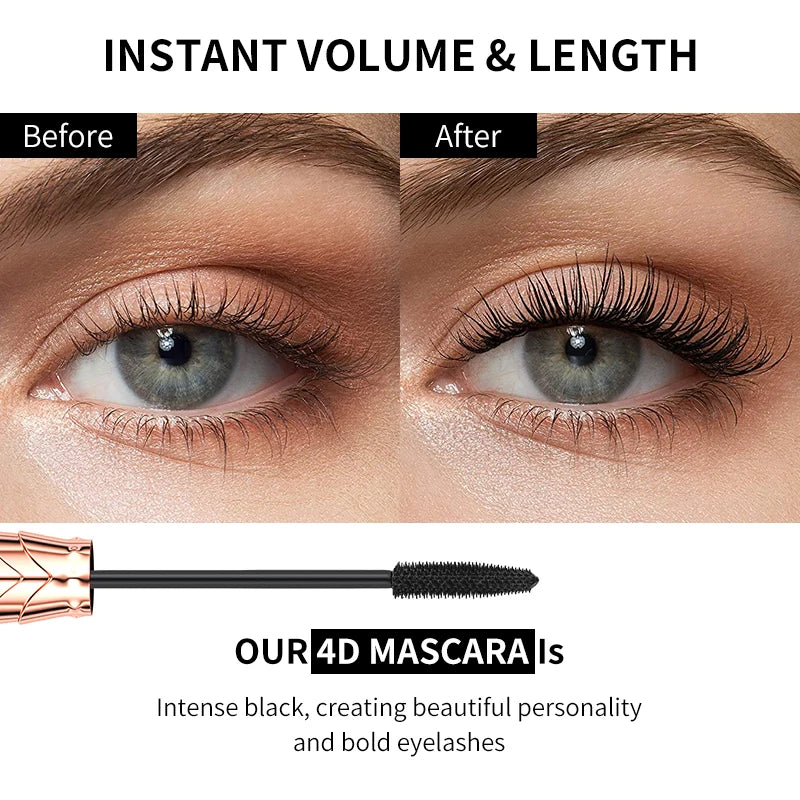 YANQINA 4D Silk Fiber Mascara – Waterproof, Volumizing & Lengthening