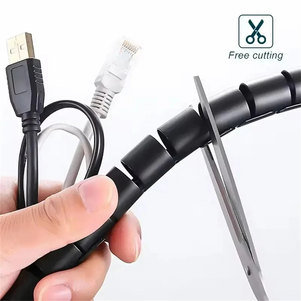 2M Flexible Spiral Cable Protector Sleeve 10mm & 16mm Cable Management Sleeve PRIMED