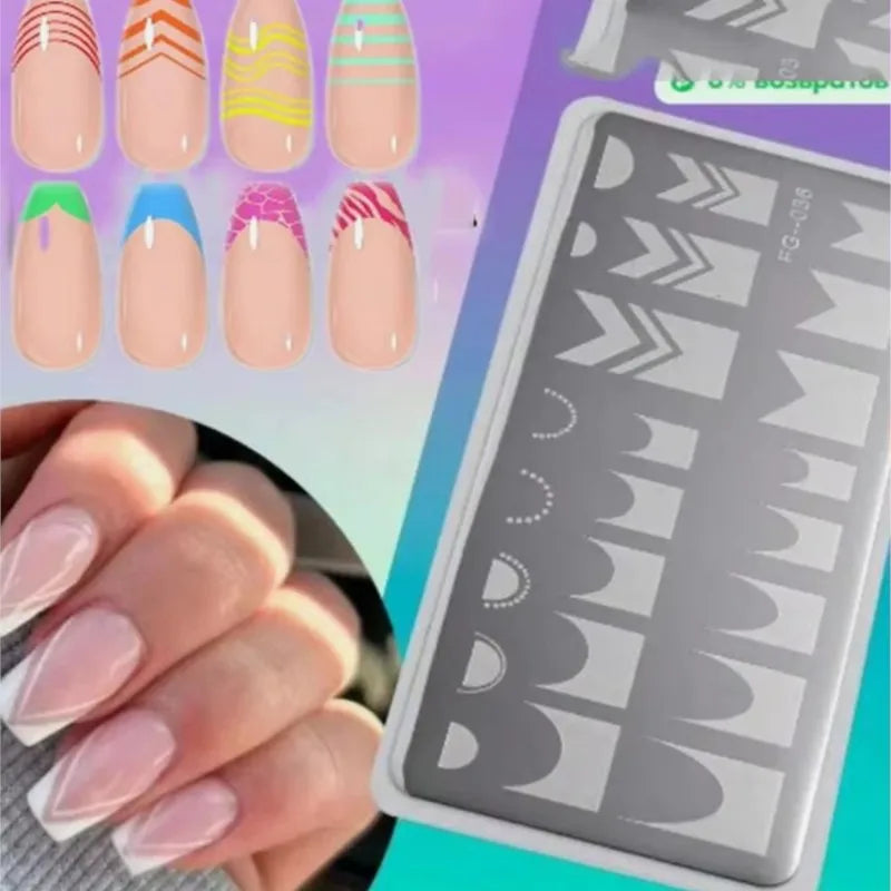 MAFANAILS Nail Stamping Plates – French Tip & Wave Stencils Nail Stamping Plate PRIMED