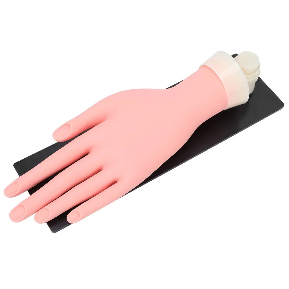 Silicone Nail Art Practice Hand – Bendable, Reusable & Fixed Plate Nail Art Practice Hand PRIMED