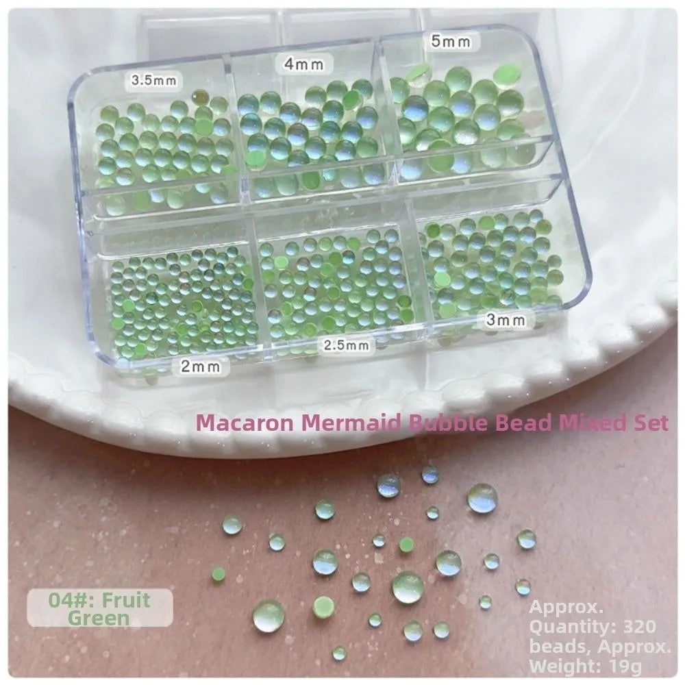 Mermaid Bubble Beads Nail Charms – Aurora Rainbow Glitter Nail Art Charms PRIMED Style 04