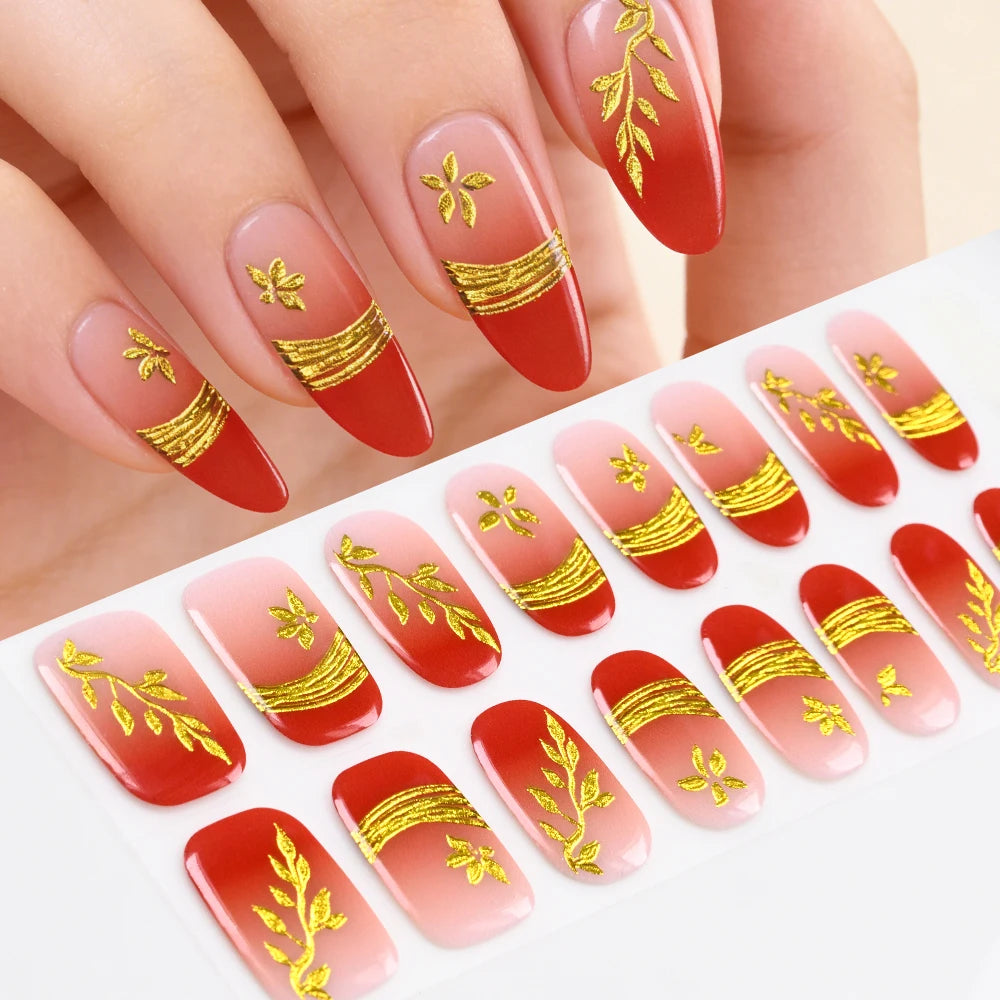 Semi-Cured UV Gel Nail Stickers – French Full Cover Waterproof