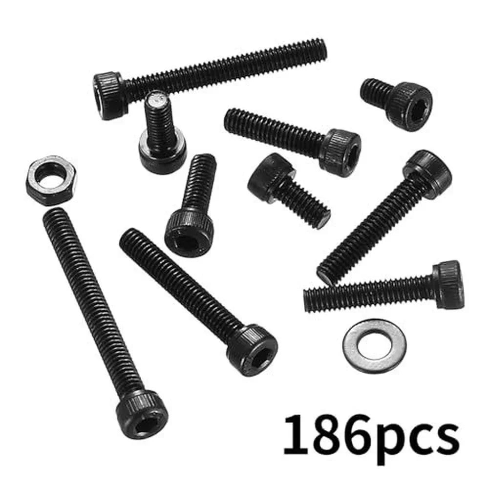 186-Pc Hex Socket Bolt Nut Washer Assortment Kit | Carbon Steel Fastener Assortment Kit PRIMED China Mainland