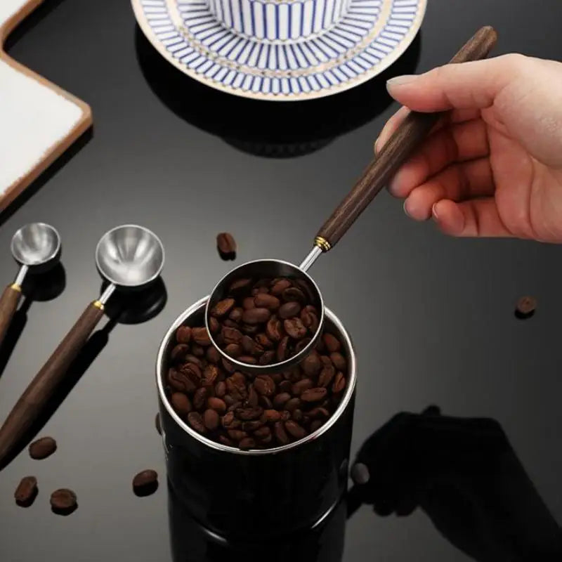 Walnut Wood Stainless Steel Coffee Measuring Spoon Scoop