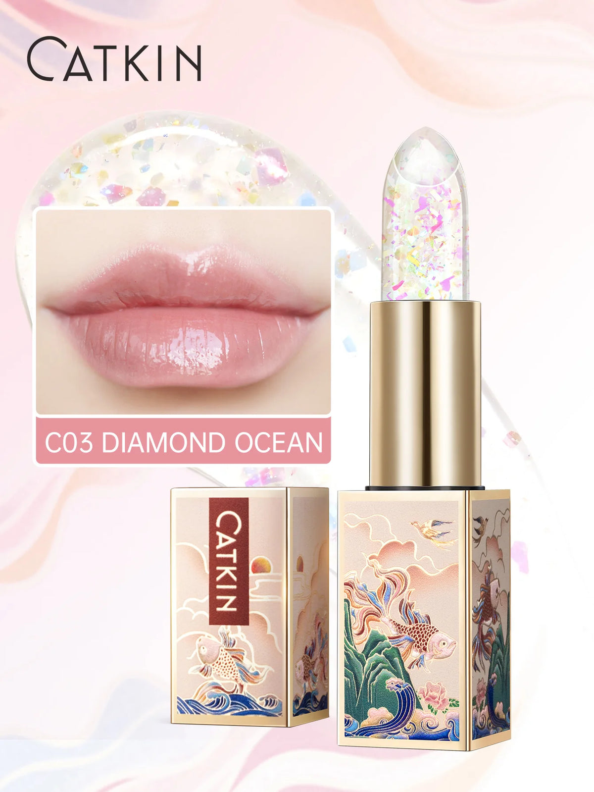 CATKIN Colored Lip Balm – Moisturizing & pH-Activated Glow Colored Lip Balm PRIMED C03 DIAMOND OCEAN