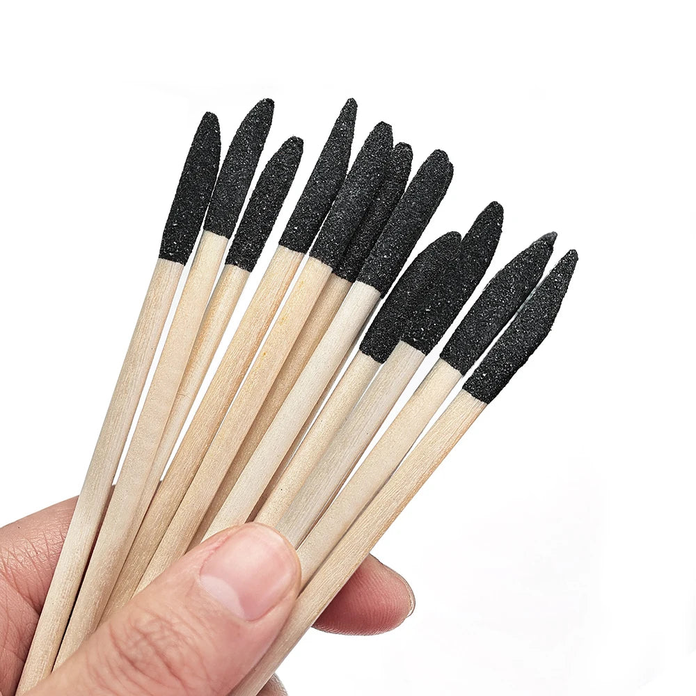 Wooden Nail Sand Tip Files & Cuticle Pusher Sticks – 10/20/40Pcs