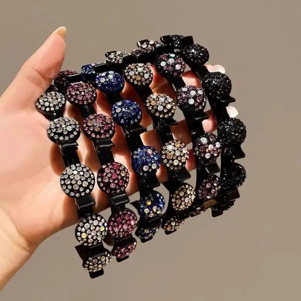 Rhinestone Crystal Double-Layer Clip Headband for Women