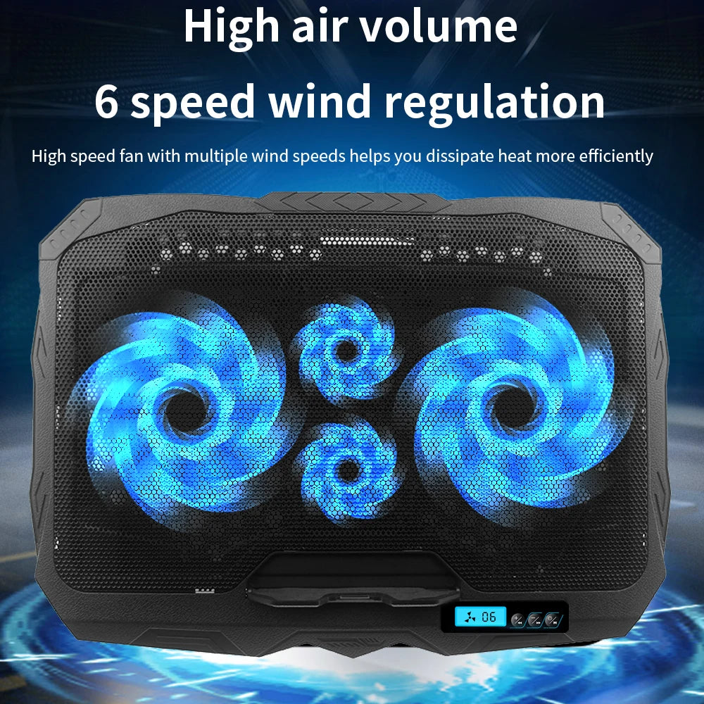TISHRIC Laptop Cooling Pad 12–17" | 4 Fans, LCD, Dual USB Laptop Cooling Pad PRIMED