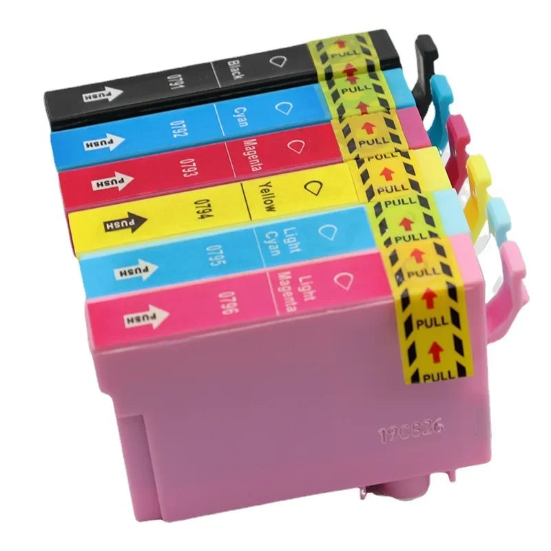 Epson T0791–T0796 Compatible Ink Cartridges | 6-Color Set Ink Cartridge Set PRIMED