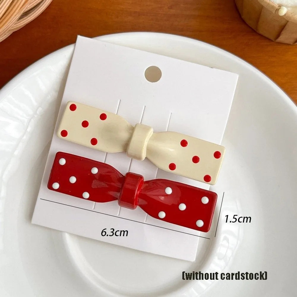 Retro Polka Dot Hair Clips – Seamless Bangs Barrettes 2-Pack