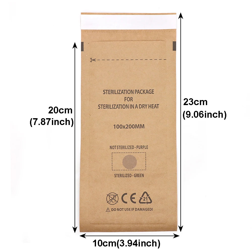 Nail Tool Sterilization Pouches Self-Seal Kraft Bags 20/50/100