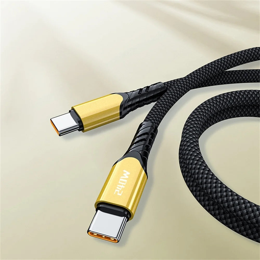 USB-C to USB-C PD Fast Charging Cable QC4.0 6A Braided Cord USB-C Charging Cable PRIMED C-C Black 1.5m