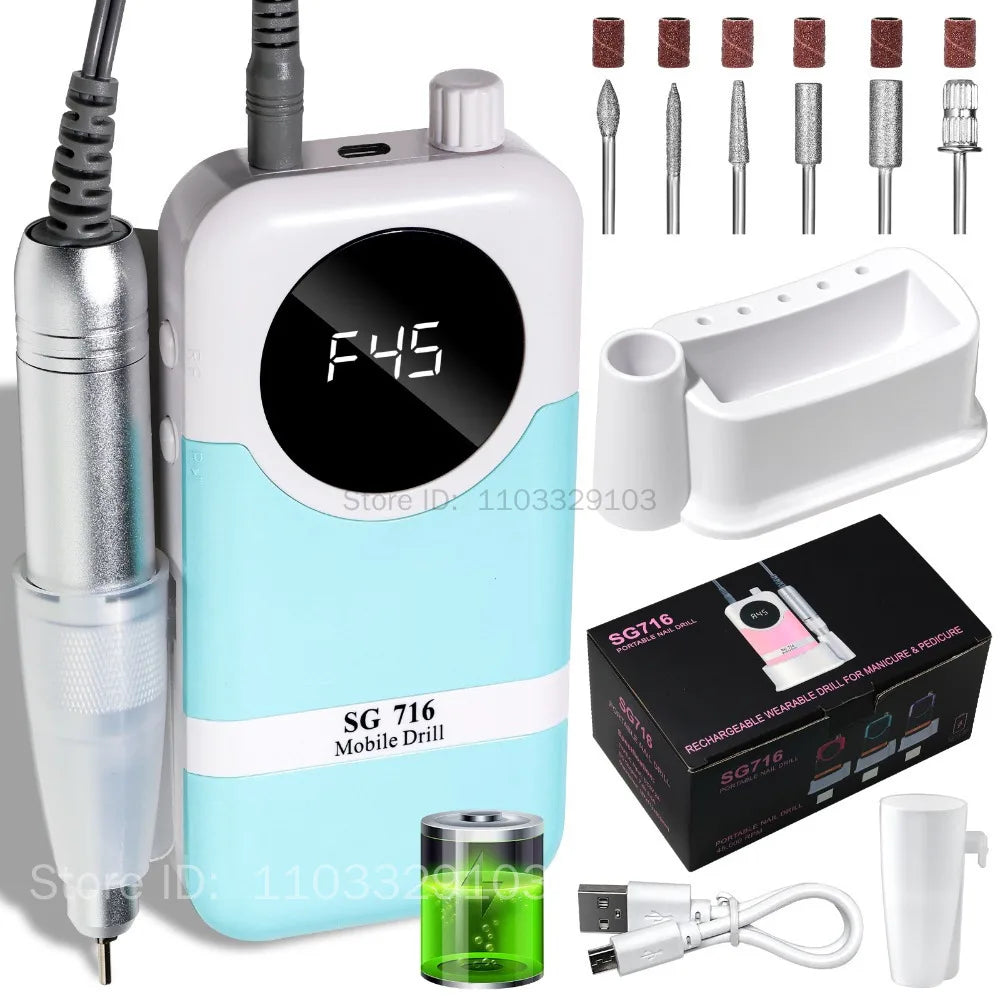 45000 RPM Rechargeable Nail Drill Machine | Portable Sander Electric Nail Drill PRIMED