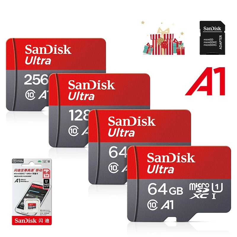 SanDisk Ultra microSD Card 32–256GB A1 U3 with SD Adapter Micro SD Card PRIMED
