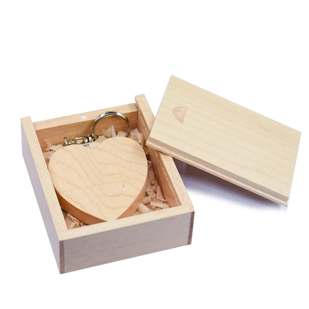 Walnut Wooden Heart USB Flash Drive 2.0 | Gift Box Included Wooden USB Flash Drive PRIMED 4GB maple-box