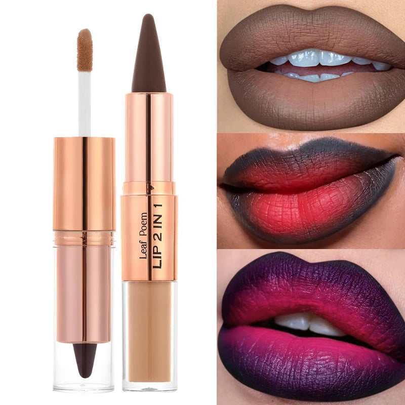 2-in-1 Matte Lip Liner & Lip Gloss Pen – 9 Colors, Waterproof Lip Liner Pen PRIMED
