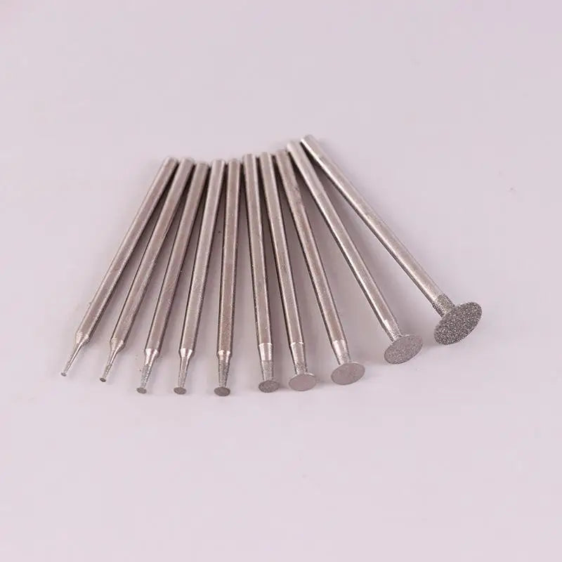 10-Pc Diamond Grinding Bits Set – 2.35mm Shank Rotary Tool