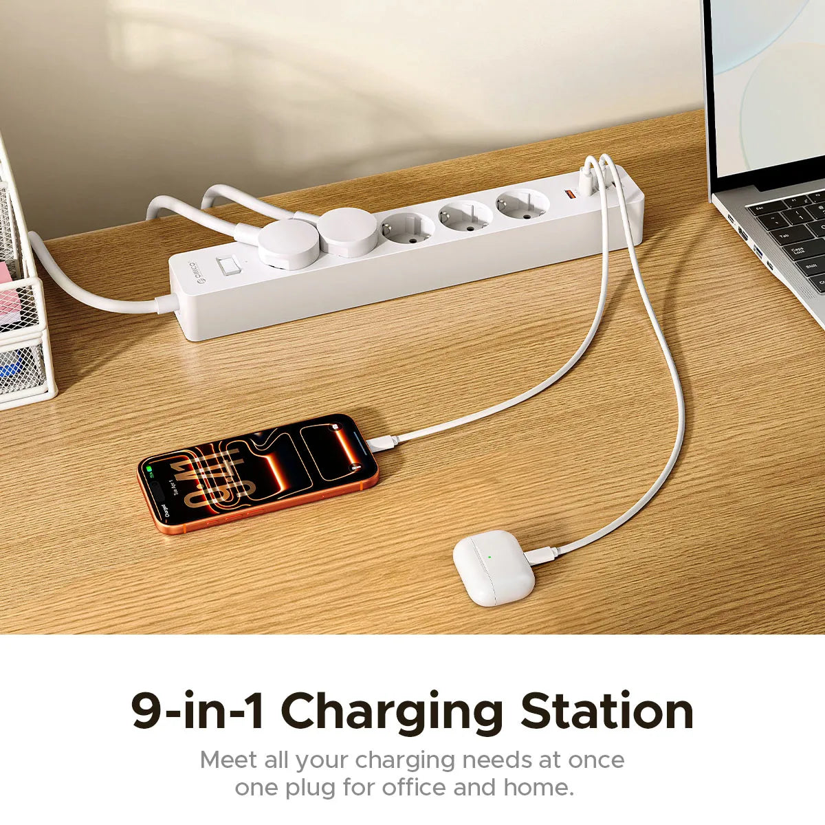 ORICO EU Power Strip 5 Outlets PD 20W USB-C Fast Charger 3M Cord Power Strip Charger PRIMED