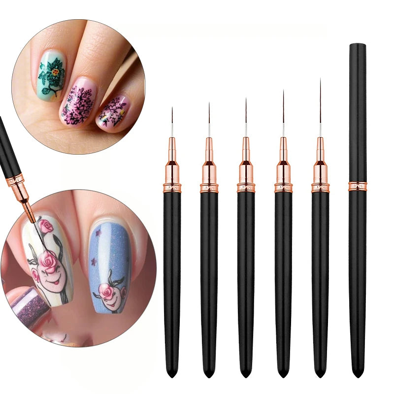 JEARLYU 5Pcs Nail Art Liner Brush Set – Fine Detail Pens