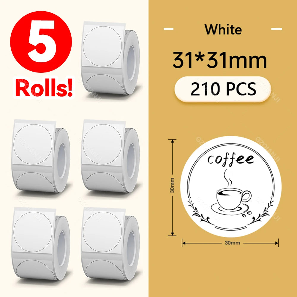 Niimbot Thermal Label Paper 5 Rolls 30–50mm | B1 B21 B203 B3S Thermal Label Rolls PRIMED 5Rolls WH31-31mm