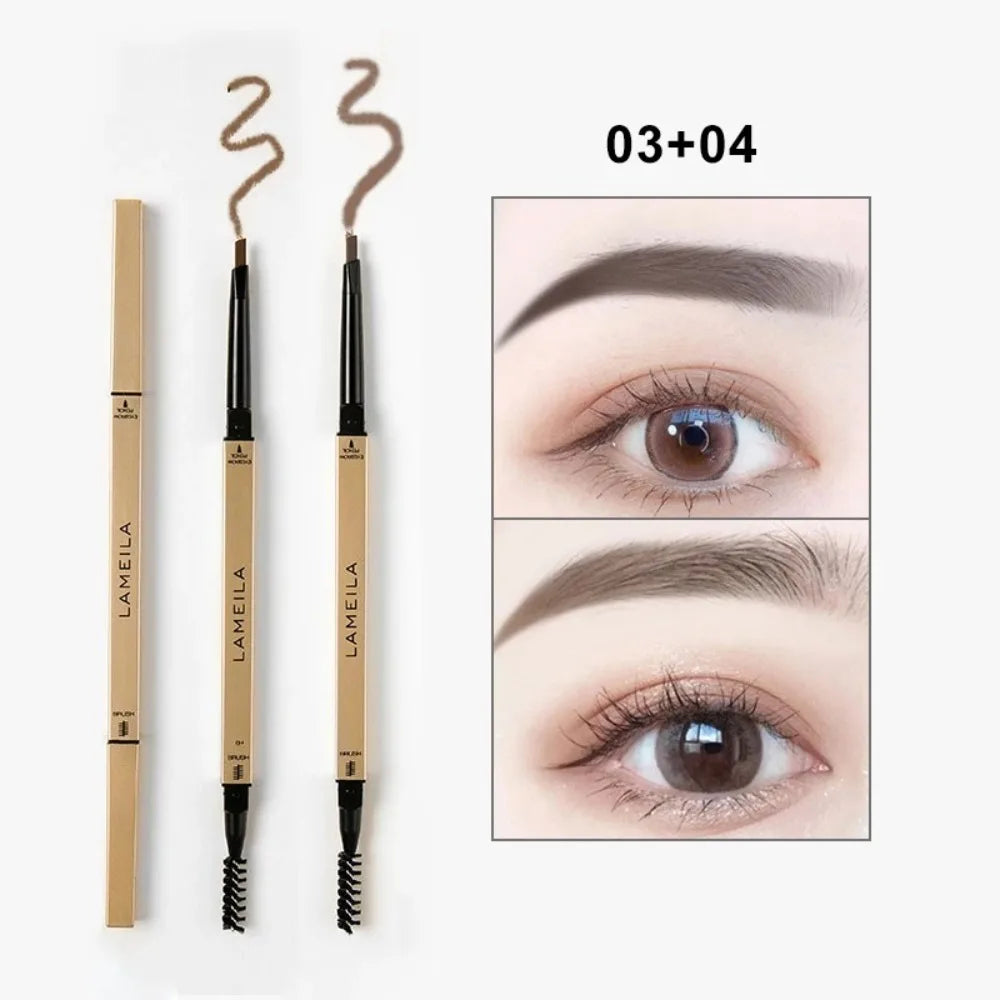 Ultra-Fine Double-Ended Waterproof Eyebrow Pencil – Light Brown Eyebrow Pencil PRIMED 03 Add 04-2Pcs