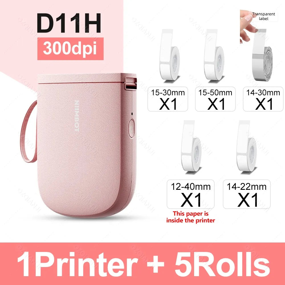 Niimbot D11H 300DPI Bluetooth Portable Thermal Label Printer Thermal Label Printer PRIMED PK Add 5Rolls
