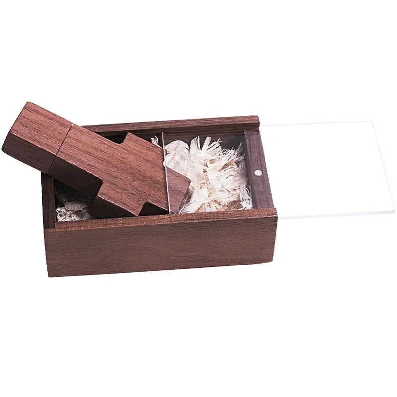 Wooden Cross USB Flash Drive 64GB – Free Custom Logo Gift USB Flash Drive PRIMED 32 GB walnut with box