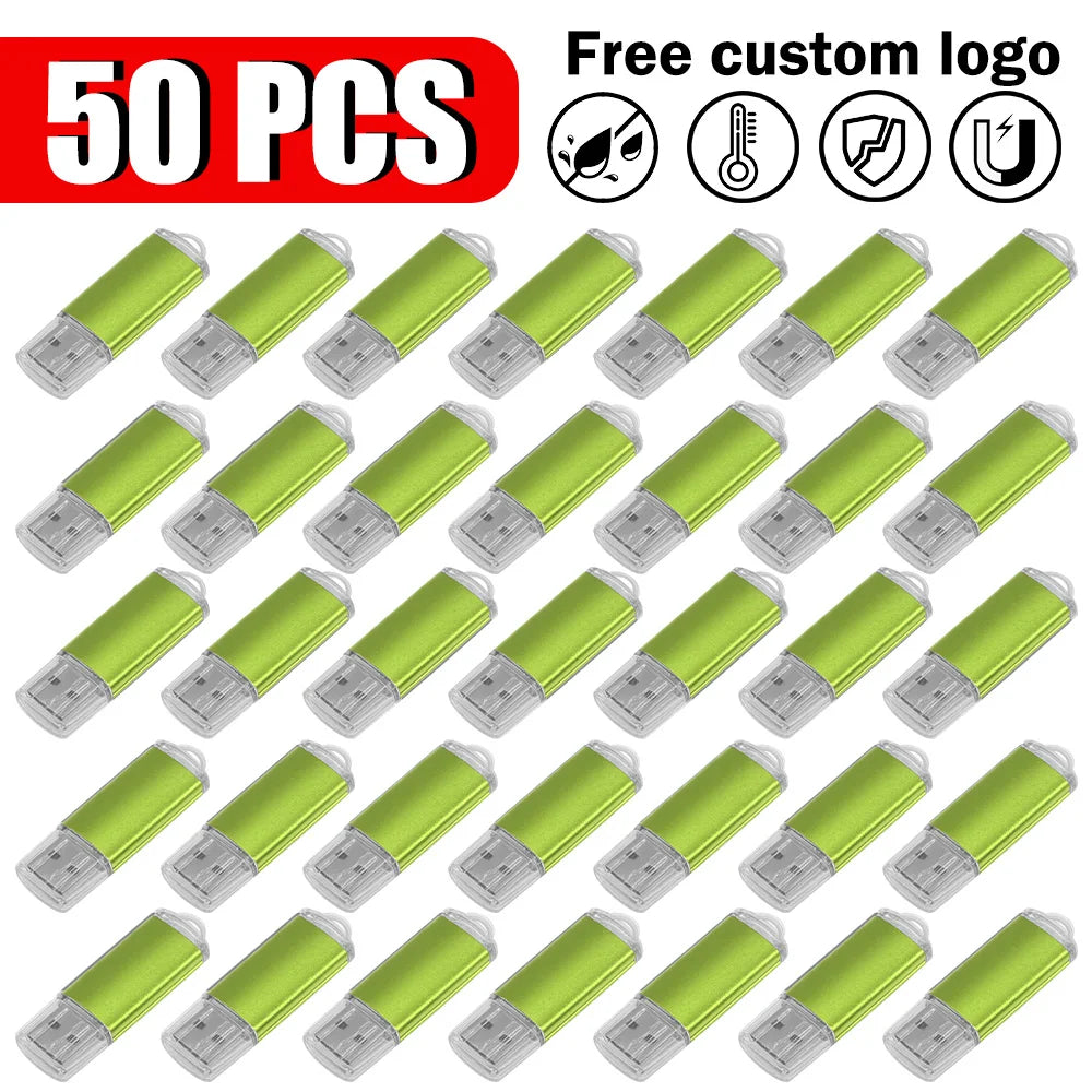 50-Pack Metal USB 2.0 Flash Drives Custom Logo 2GB–64GB Bulk USB Flash Drive PRIMED 8GB x 50PCS green-B