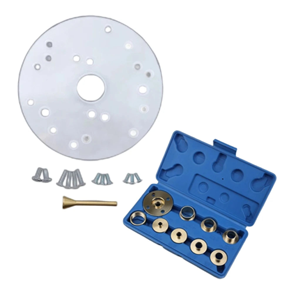 10-Piece Brass Router Bushing Set with Acrylic Base Plate & Case Router Bushing Set PRIMED
