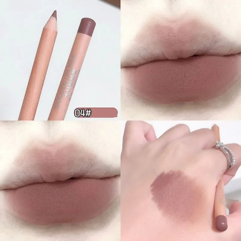 Wooden Matte Lip Liner Pencil – Waterproof Nude Contour