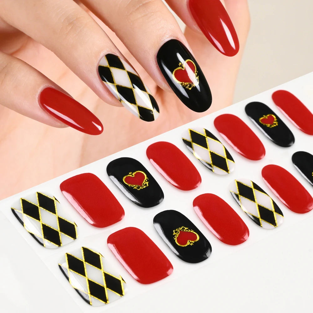 Semi-Cured UV Gel Nail Stickers – French Full Cover Waterproof