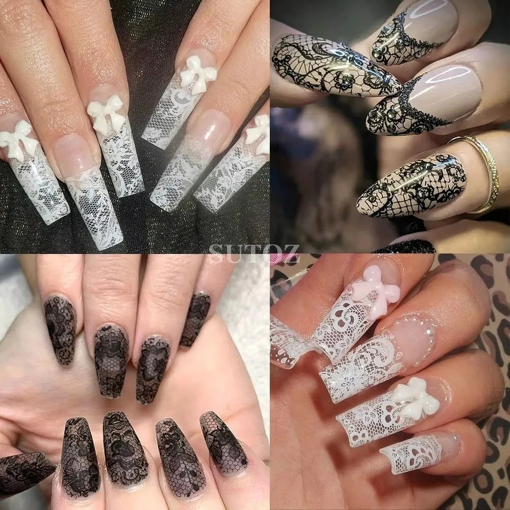 Nail Foil Transfer Stickers – Lace, Leopard & Stripe Designs
