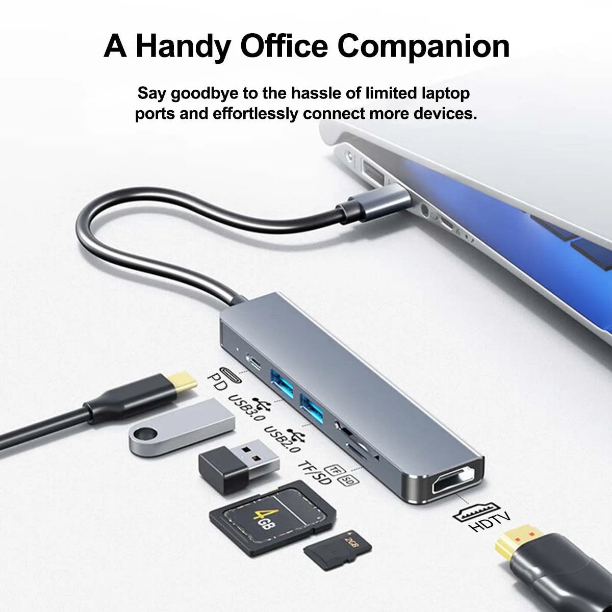 6-in-1 USB-C Hub | 4K HDMI, PD Charging & SD Card Reader USB-C Multiport Hub PRIMED