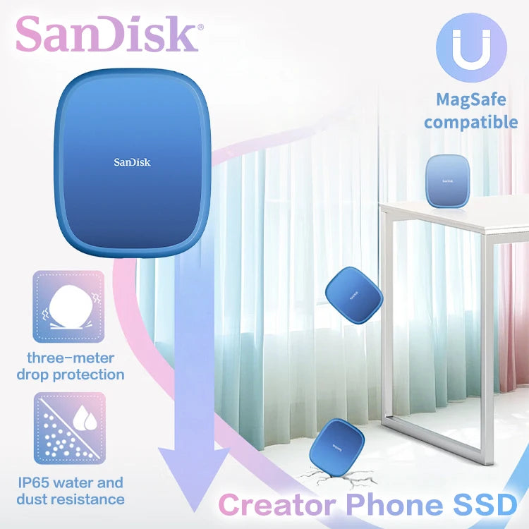 SanDisk E62C Portable SSD Type-C 1TB 2TB | NVMe Gradient Blue Portable External SSD PRIMED