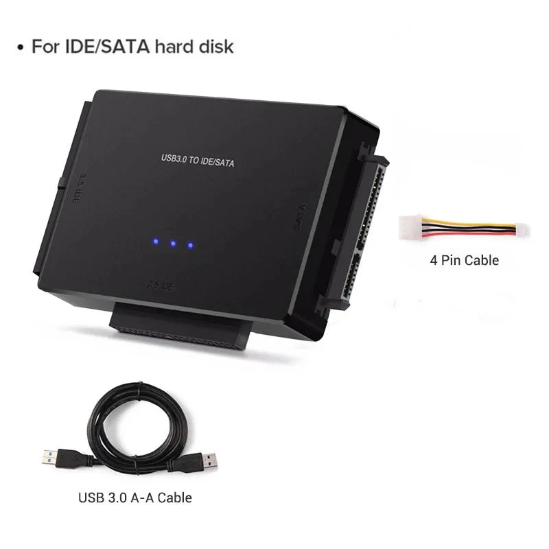 SATA/IDE to USB 3.0 Adapter for 2.5" & 3.5" HDD SSD Hard Drive Adapter PRIMED NO Plug 100cm