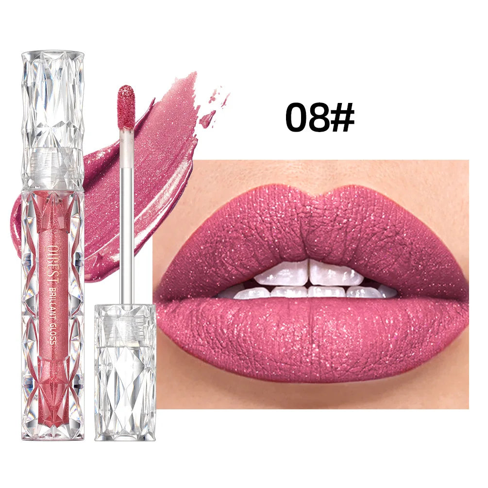 QiBest Diamond Shimmer Lip Gloss – 10 Colors, Waterproof