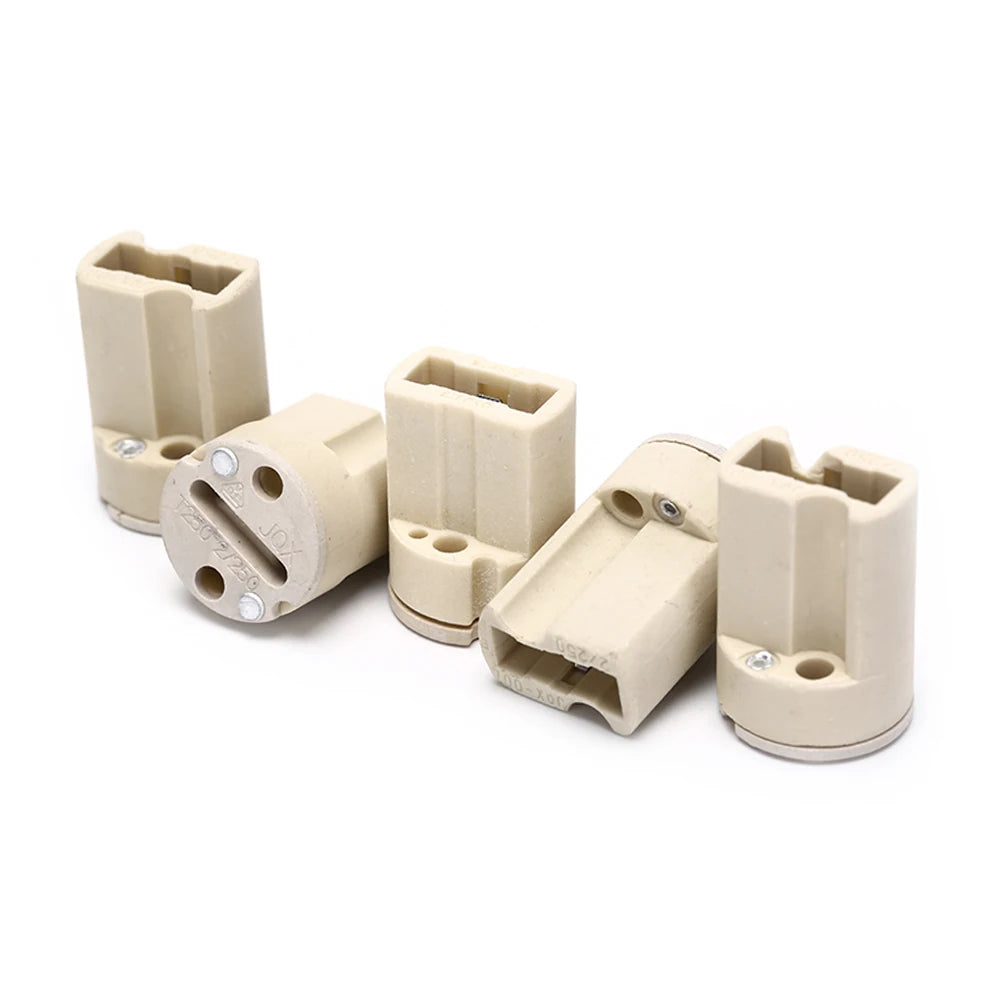 5-Pack G9 Ceramic Lamp Holder Socket 110-220V 3A with Lead Wire Lamp Holder Socket PRIMED