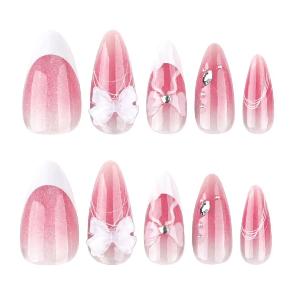 Aurora French Almond Press-On Nails 24pc – Long False Nail Tips