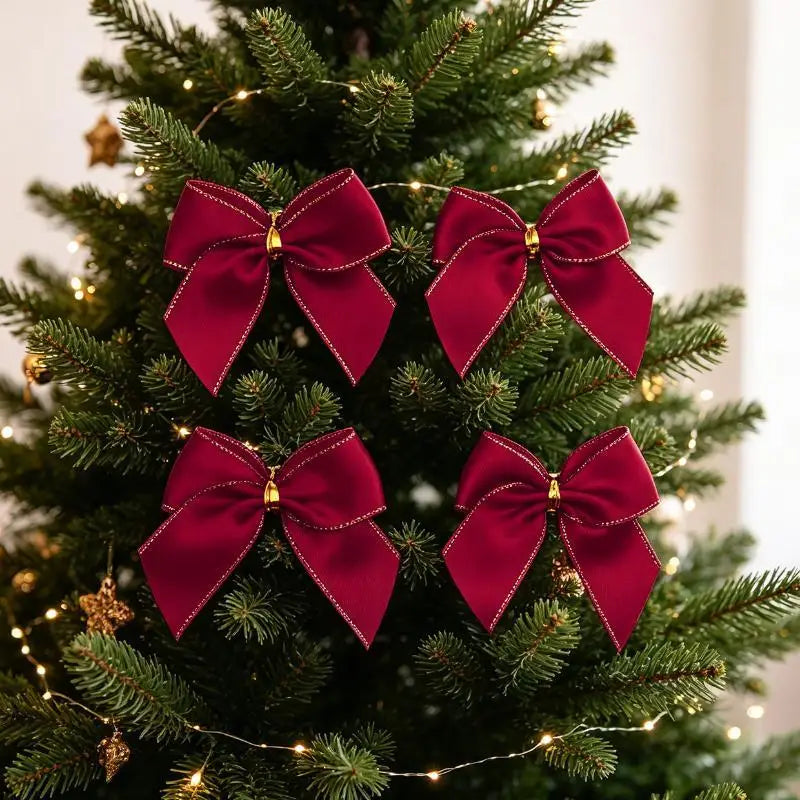 Mini Red & Gold Bow Ornaments – Christmas Tree & Gift Wrap