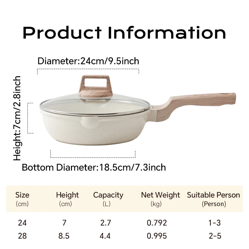 DONNOR Nonstick Frying Pan with Lid – Induction Compatible 28cm Nonstick Frying Pan PRIMED