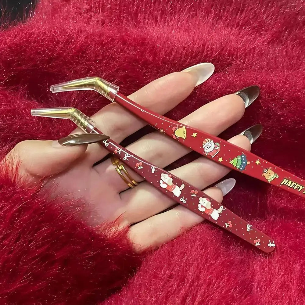 Anti-Static Stainless Steel False Eyelash Tweezers – Curved Tip Eyelash Tweezers PRIMED