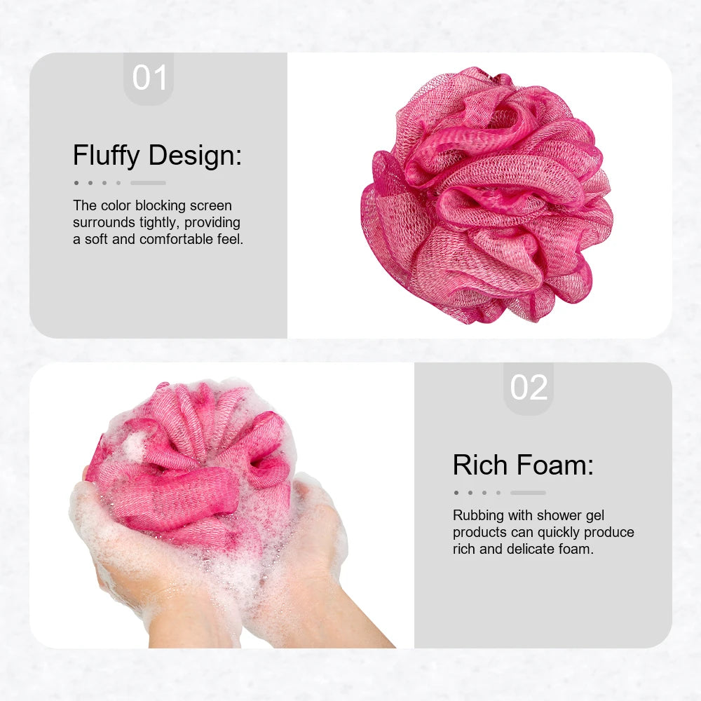 Two-Color Exfoliating Bath Pouf & Body Scrubber | Nylon Mesh Bath Pouf Scrubber PRIMED