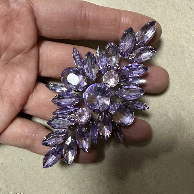 Iron-On Rhinestone Floral Applique – Crystal Patch for Bridal DIY