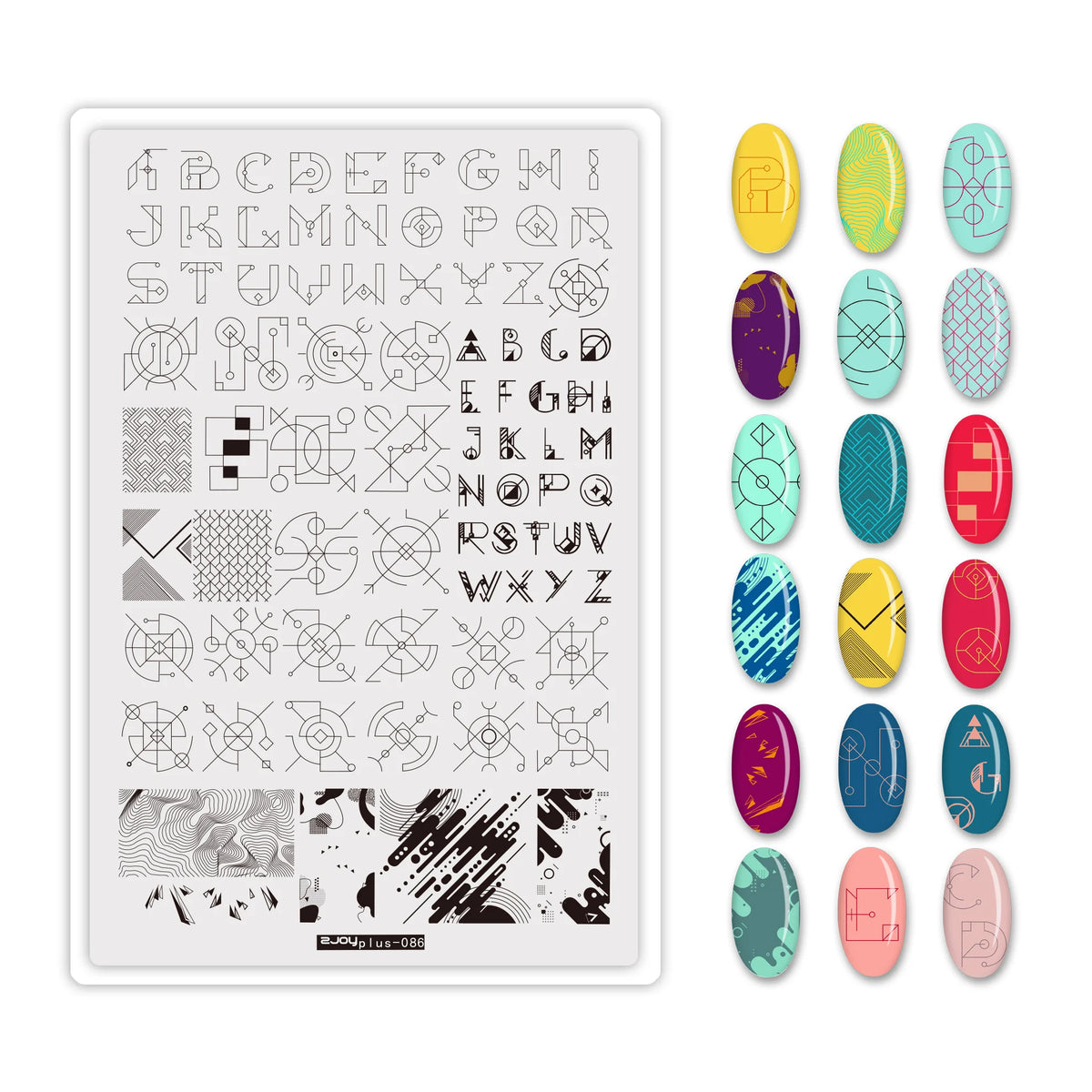 MAFANAILS Large Nail Stamping Plate 14.5x9.5cm – Letter Design Nail Stamping Plate PRIMED