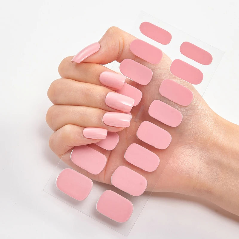 Semi-Cured Gel Nail Wraps Full Cover Stickers – 16pc Set