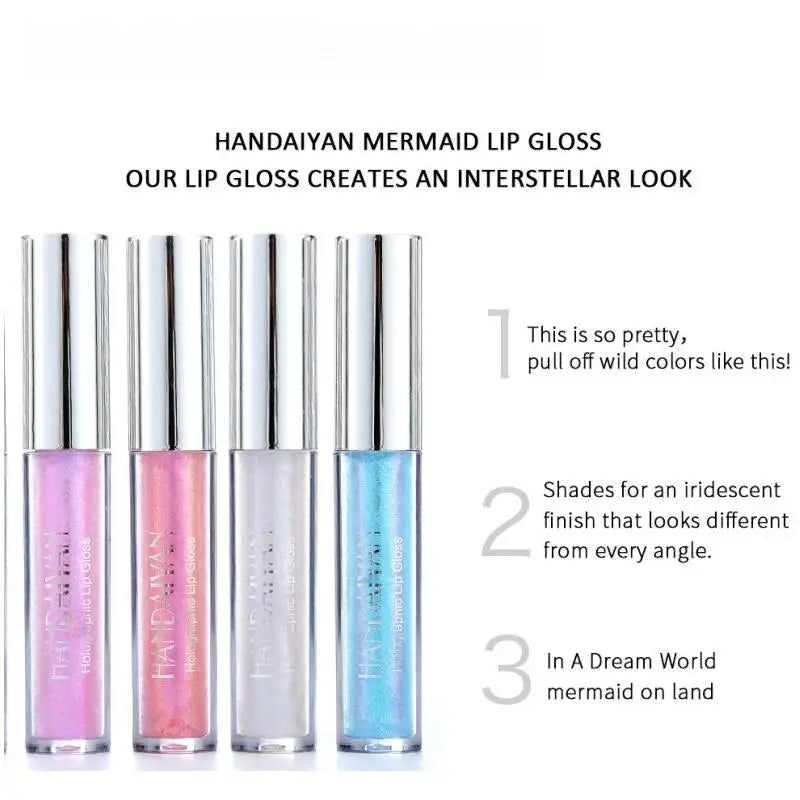 Handaiyan Mermaid Glitter Lip Gloss – 6 Shimmer Shades Glitter Lip Gloss PRIMED