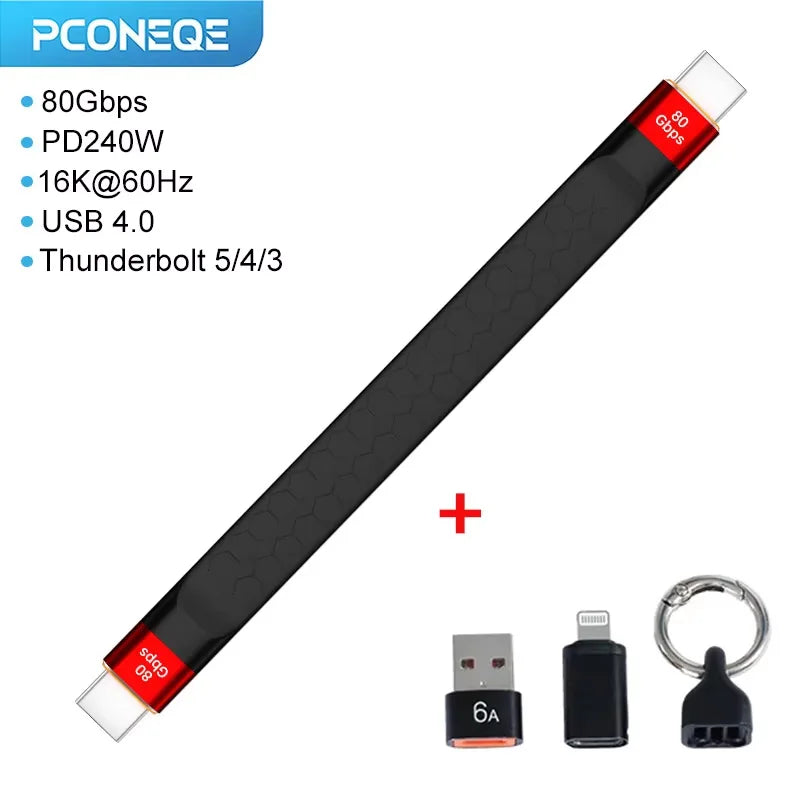 USB4 80Gbps USB-C Cable 240W Fast Charging 16K Thunderbolt 5/4/3 USB-C Cable PRIMED USB4 80gbps
