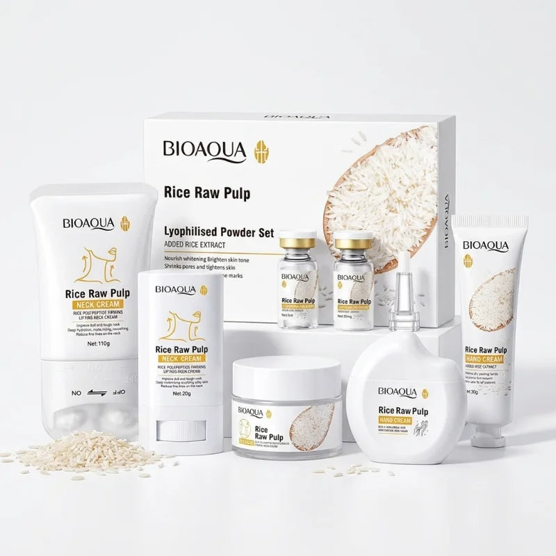 Rice Raw Pulp Moisturizing Skincare Set – Ampoule & Cream