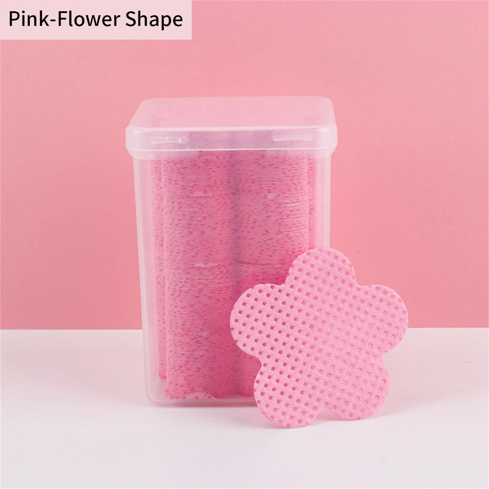 200PCS Disposable Cotton Pads – Eyelash Extension Wipes Lash Extension Supplies PRIMED Pink-Flower